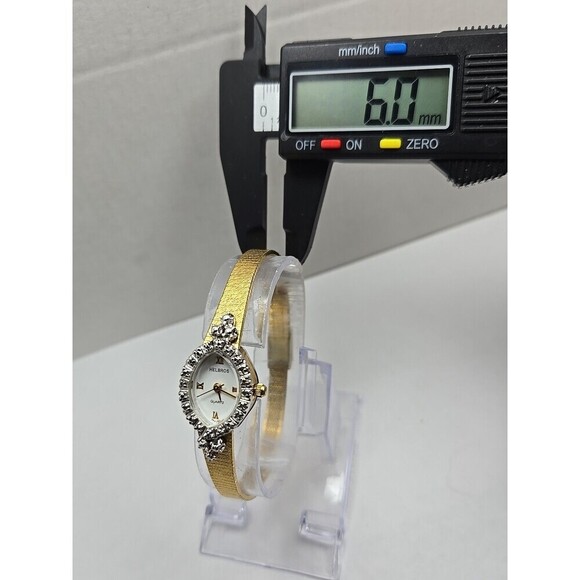 Vintage Helbros HE2380 Womens Dress Watch New Battery Diamond Accent Gold Tone main image 7